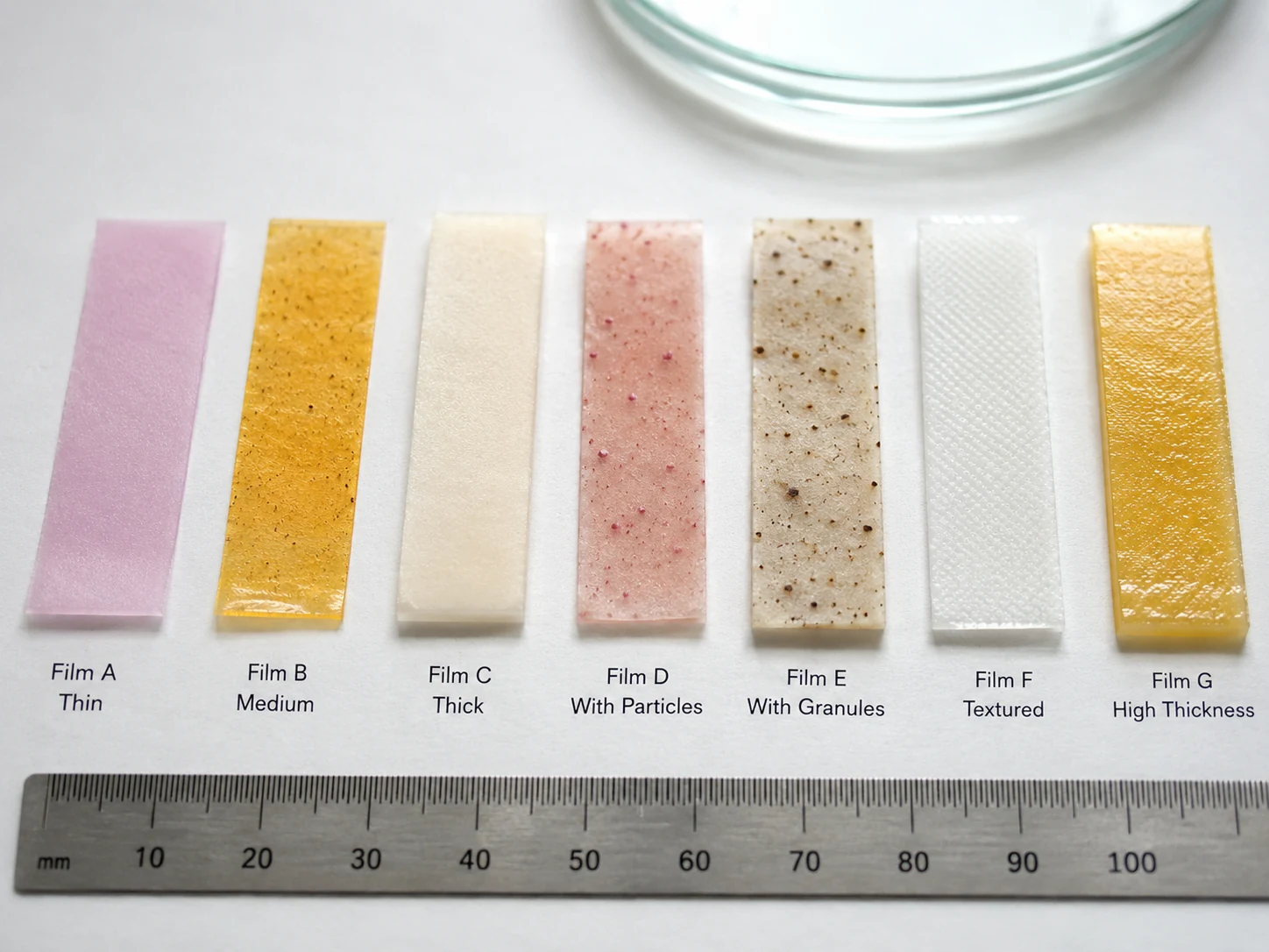 Oral strip sample appearance and texture options